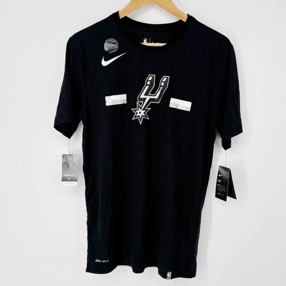 NWT Nike San Antonio Spurs Dri-Fit T-Shirt Men's Large Black Swoosh Logo NBA - Picture 2 of 7